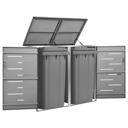 vidaXL Double Wheelie Bin Shed 138x77.5x112.5 cm Stainless Steel