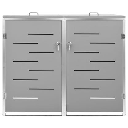 vidaXL Double Wheelie Bin Shed 138x77.5x112.5 cm Stainless Steel