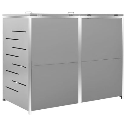 vidaXL Double Wheelie Bin Shed 138x77.5x112.5 cm Stainless Steel