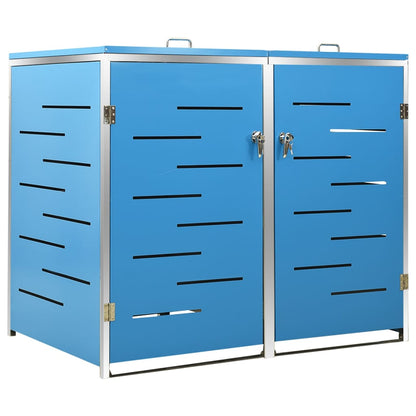 149567 vidaXL Double Wheelie Bin Shed 138x77,5x112,5 cm Stainless Steel