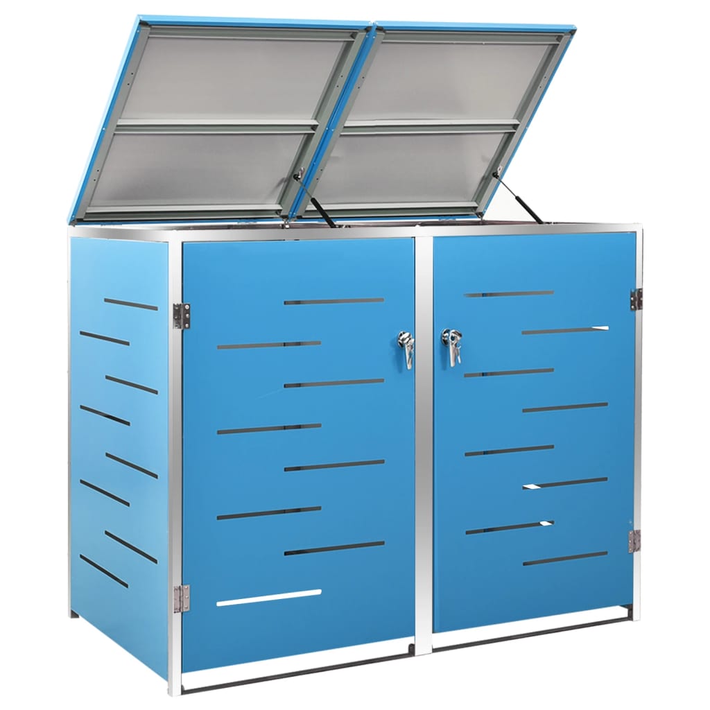 149567 vidaXL Double Wheelie Bin Shed 138x77,5x112,5 cm Stainless Steel