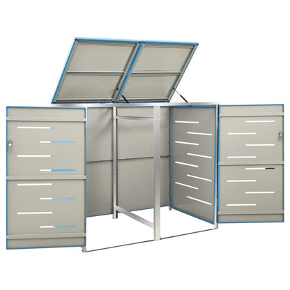 149567 vidaXL Double Wheelie Bin Shed 138x77,5x112,5 cm Stainless Steel