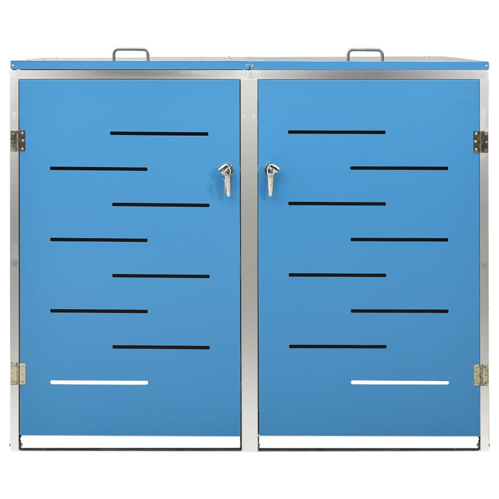 149567 vidaXL Double Wheelie Bin Shed 138x77,5x112,5 cm Stainless Steel