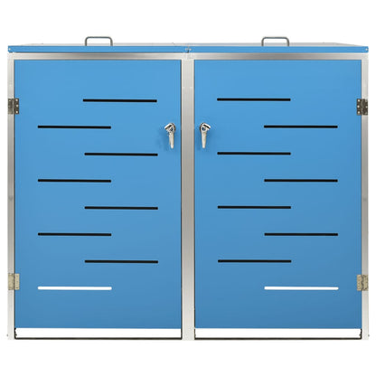 149567 vidaXL Double Wheelie Bin Shed 138x77,5x112,5 cm Stainless Steel