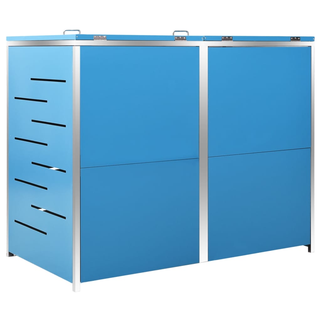149567 vidaXL Double Wheelie Bin Shed 138x77,5x112,5 cm Stainless Steel