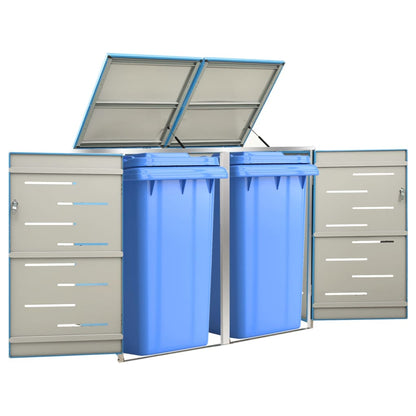 149567 vidaXL Double Wheelie Bin Shed 138x77,5x112,5 cm Stainless Steel
