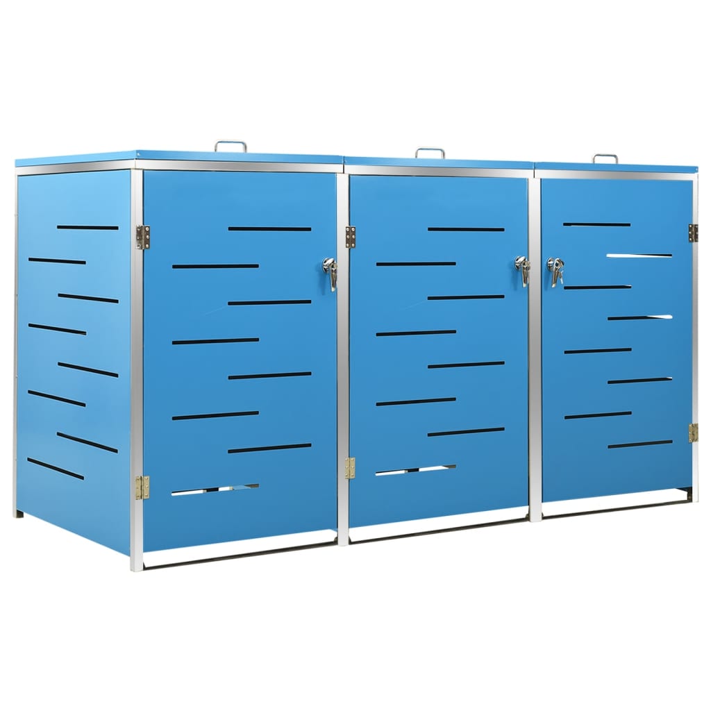 vidaXL Triple Wheelie Bin Shed 207x77.5x112.5 cm Stainless Steel