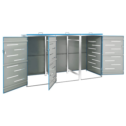 149568 vidaXL Triple Wheelie Bin Shed 207x77,5x112,5 cm Stainless Steel