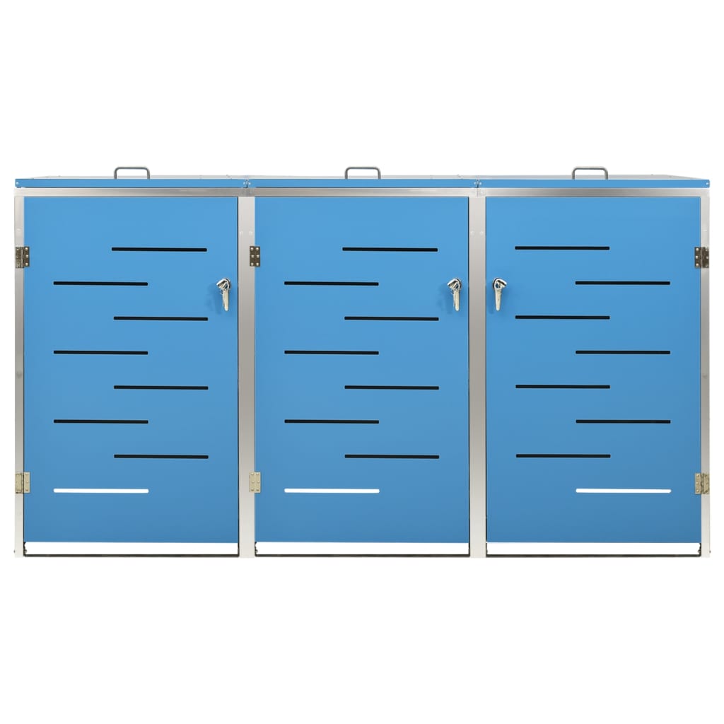vidaXL Triple Wheelie Bin Shed 207x77.5x112.5 cm Stainless Steel