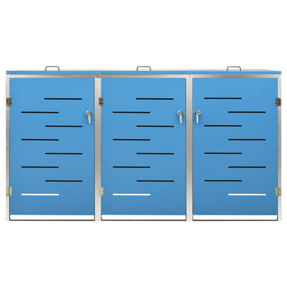 vidaXL Triple Wheelie Bin Shed 207x77.5x112.5 cm Stainless Steel