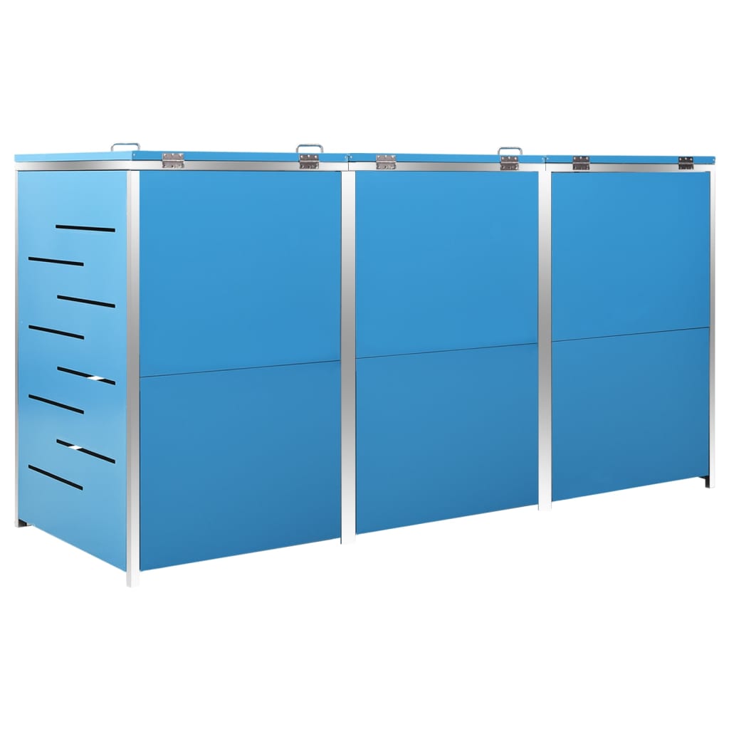 149568 vidaXL Triple Wheelie Bin Shed 207x77,5x112,5 cm Stainless Steel