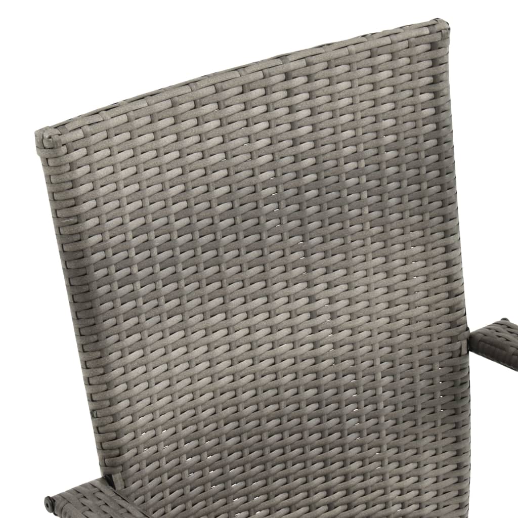 vidaXL Dining Set | Grey | Solid acacia wood, PE rattan, Powder-coated steel