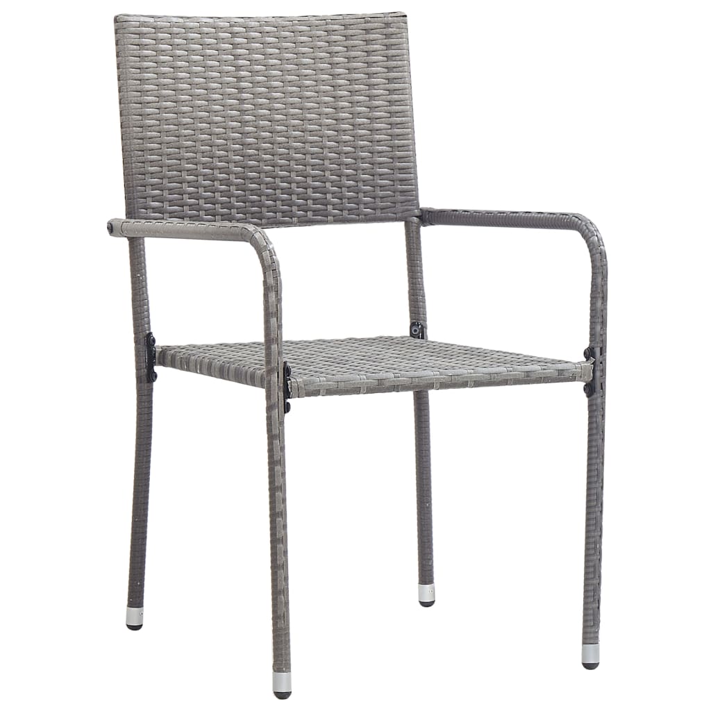 vidaXL Dining Set | Grey | Solid acacia wood, PE rattan, Powder-coated steel