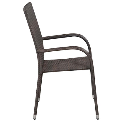 vidaXL Dining Set | Brown | Solid acacia wood, PE rattan, powder-coated steel