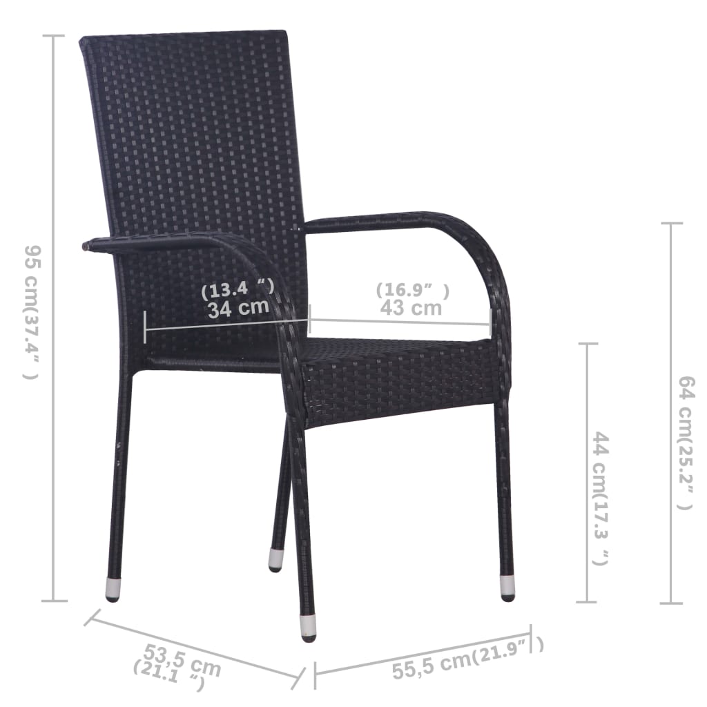 vidaXL 5 Piece Garden Dining Set Black