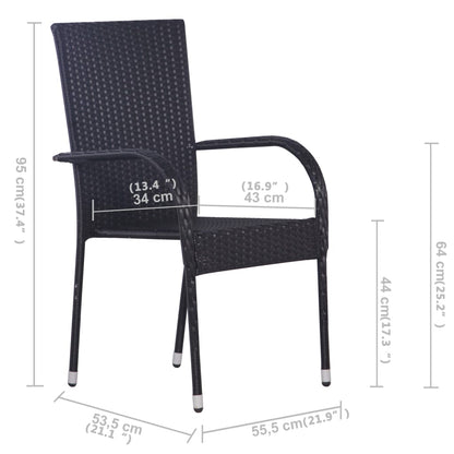 vidaXL 5 Piece Garden Dining Set Black