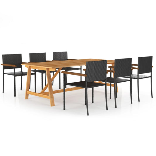 vidaXL Dining Set | Black and Brown