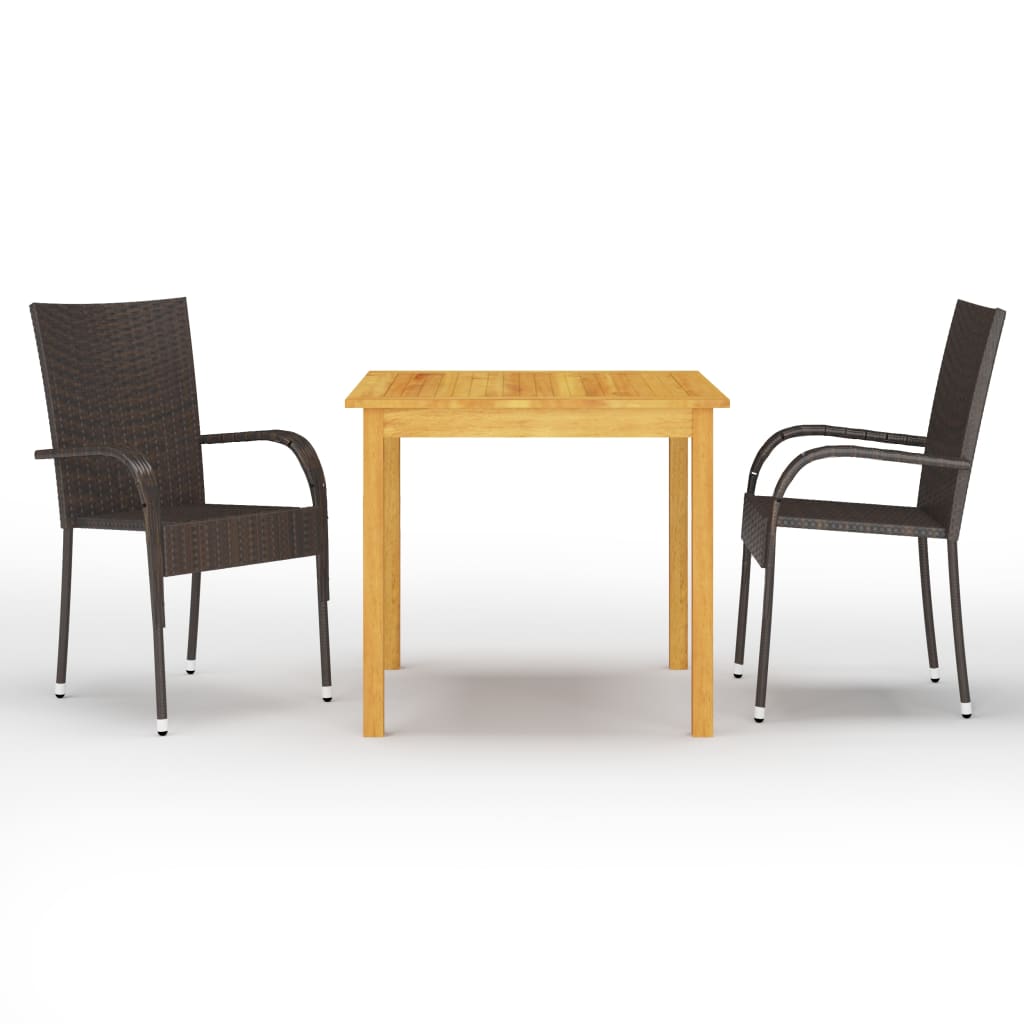 vidaXL Dining Set | Brown | Solid Acacia Wood | Medium | Stackable | Dining Set