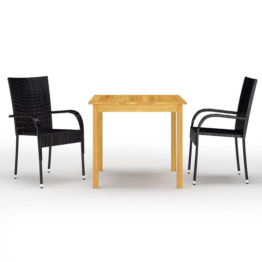 vidaXL Dining Set | Black | Solid Acacia wood | Compact | Stackable | Dining Set
