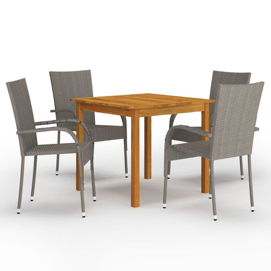 vidaXL Dining Set | Table: Natural Wood | Solid acacia wood | Medium | Stackable