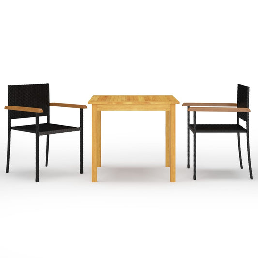 vidaXL Dining Set | Black | Solid Acacia wood | Small | Durable