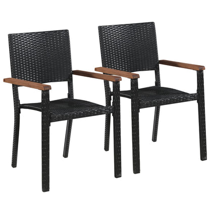 vidaXL Dining Set | Black | Solid Acacia wood | Small | Durable