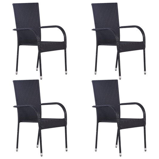 vidaXL Dining Set | Black | Solid Acacia Wood | Medium | Stackable