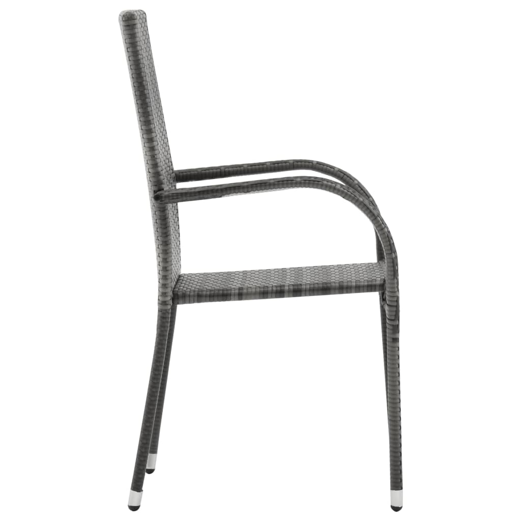 vidaXL Dining Set | Grey | Solid acacia wood, PE rattan, Powder-coated steel