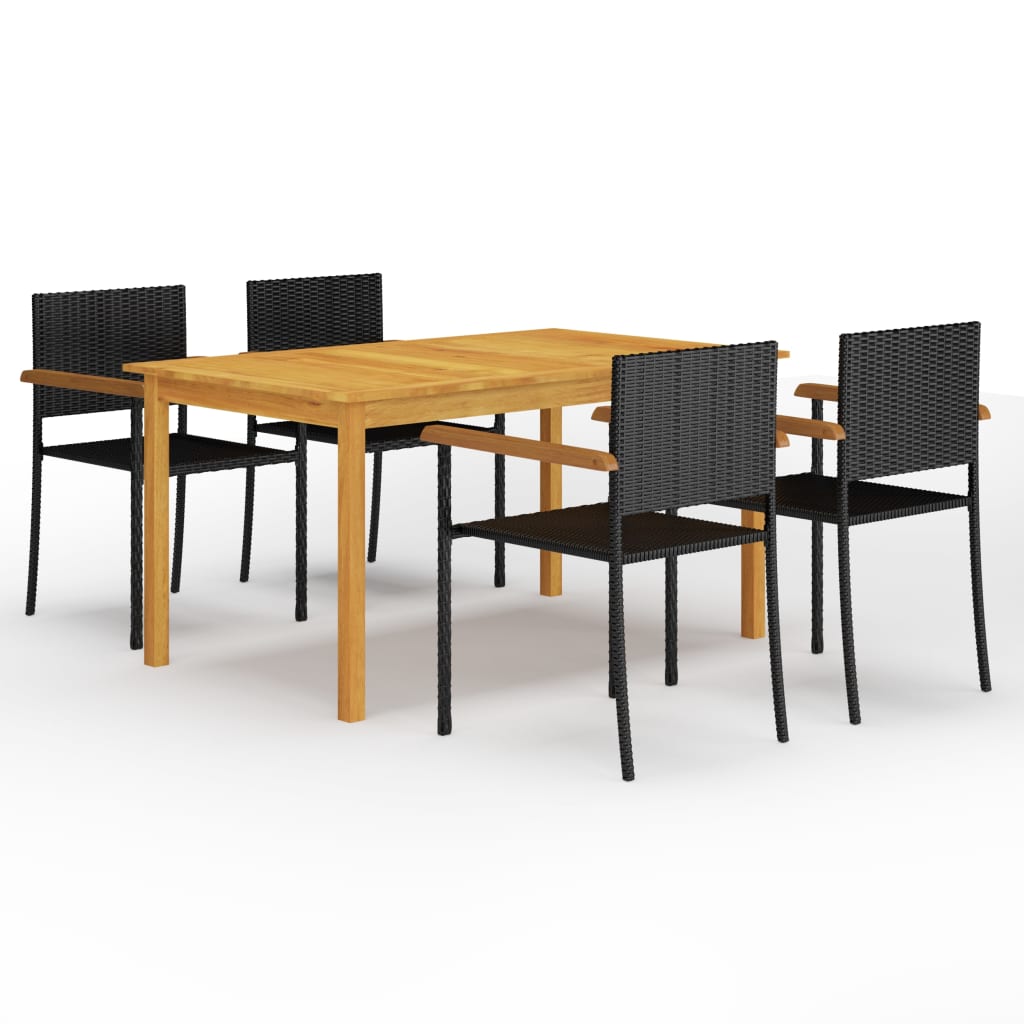 vidaXL Dining Set | Black & Brown