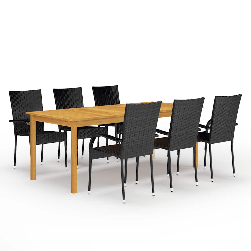 vidaXL Dining Set | Black, Natural