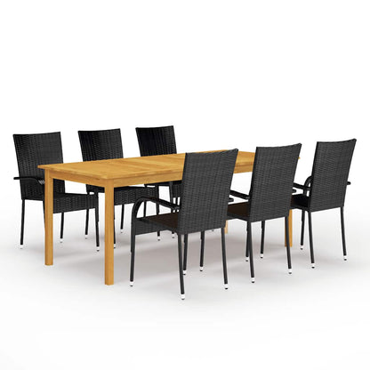 vidaXL Dining Set | Black, Natural