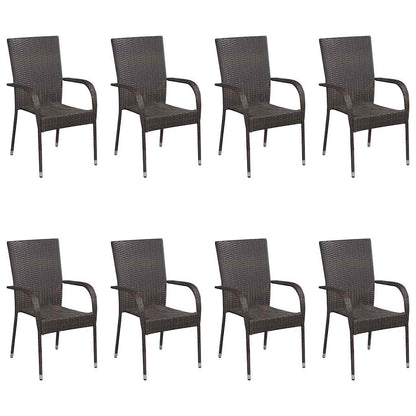 vidaXL 9 Piece Garden Dining Set Brown