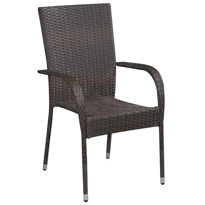 vidaXL Dining Set | Brown | Solid acacia wood, PE rattan, powder-coated steel