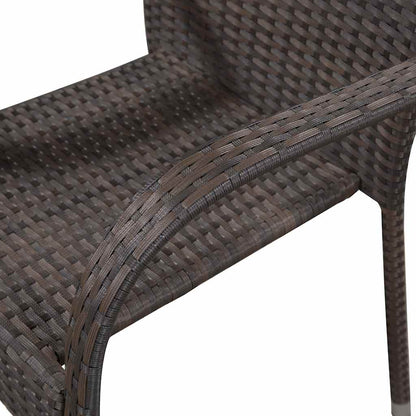 vidaXL Dining Set | Brown | Solid acacia wood, PE rattan, powder-coated steel