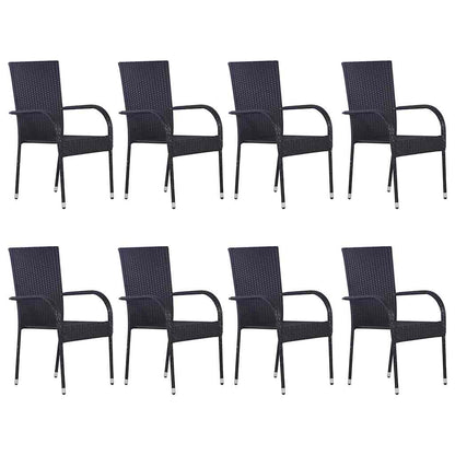 vidaXL Dining Set | Black, Natural Wood