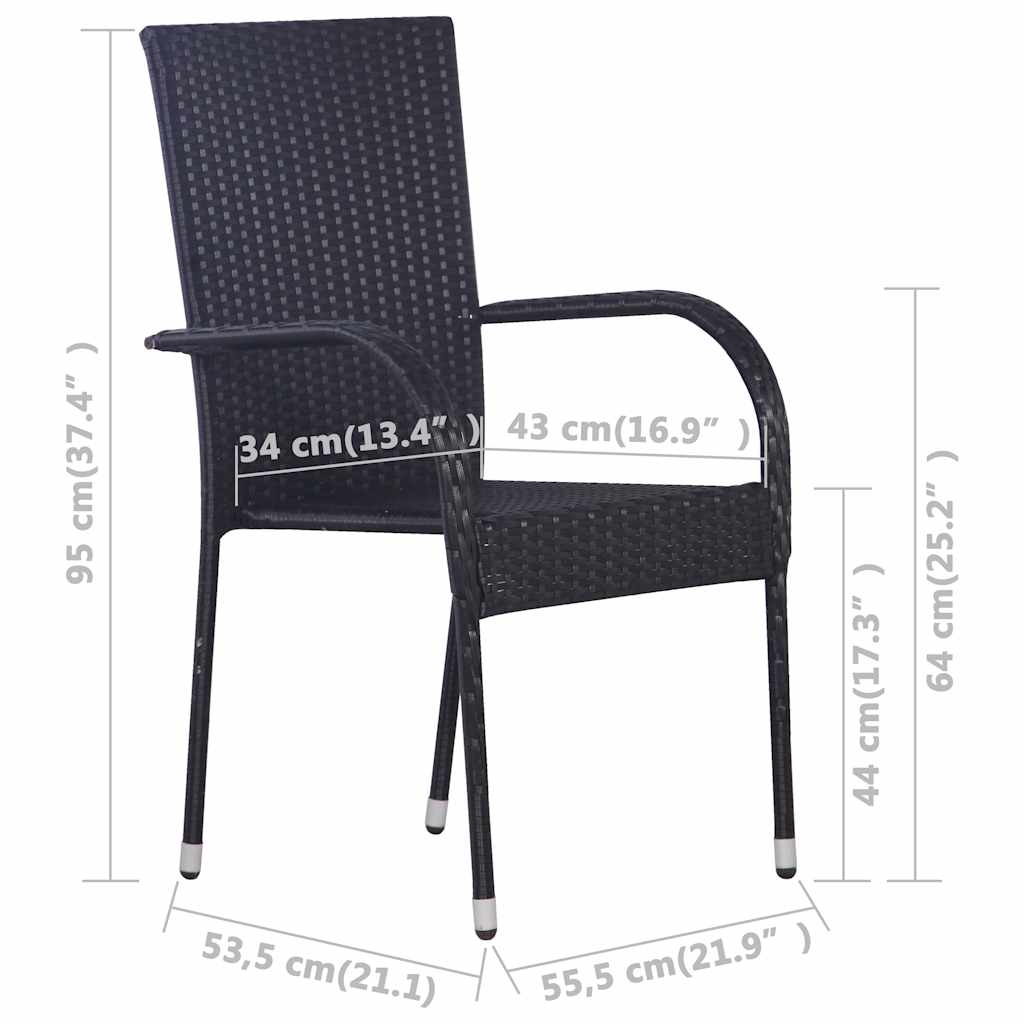 vidaXL Dining Set | Black, Natural Wood