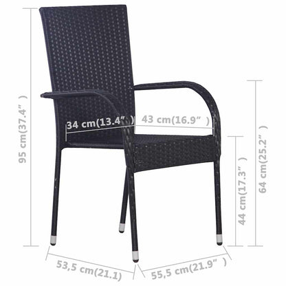 vidaXL Dining Set | Black, Natural Wood