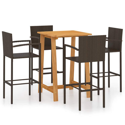 vidaXL 5 Piece Garden Bar Set Brown