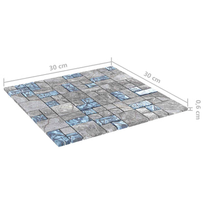 vidaXL Mosaic Tile 11 pcs Grey and Blue 50 x 50 cm Glass