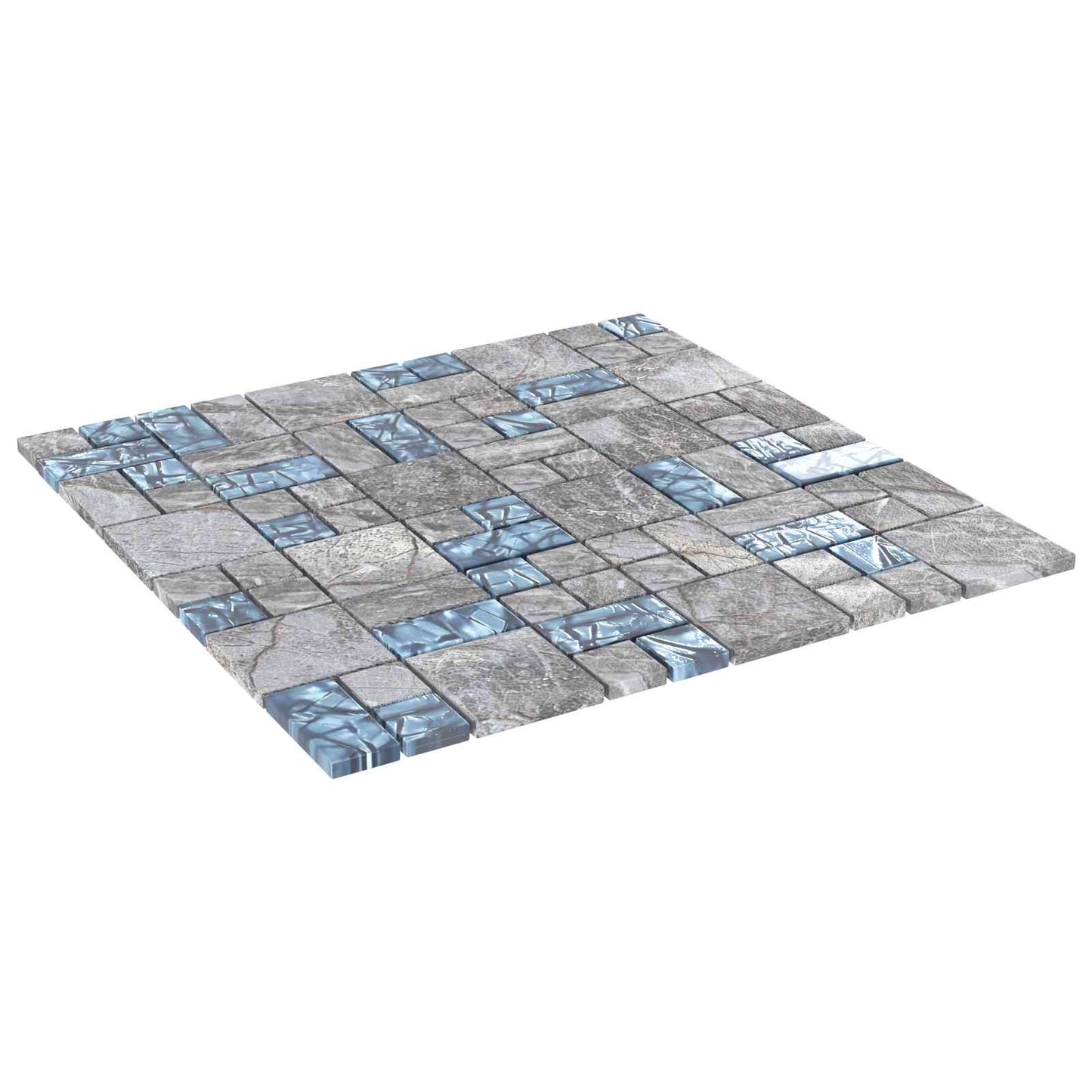 vidaXL Mosaic Tile 22 pcs Grey and Blue 50 x 50 cm Glass