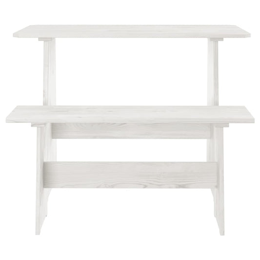 vidaXL Dining Table with Bench REINE White Solid Wood Pine
