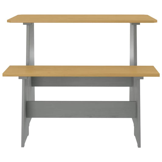 vidaXL Dining Table with Bench REINE Honey Brown&Grey Solid Wood Pine
