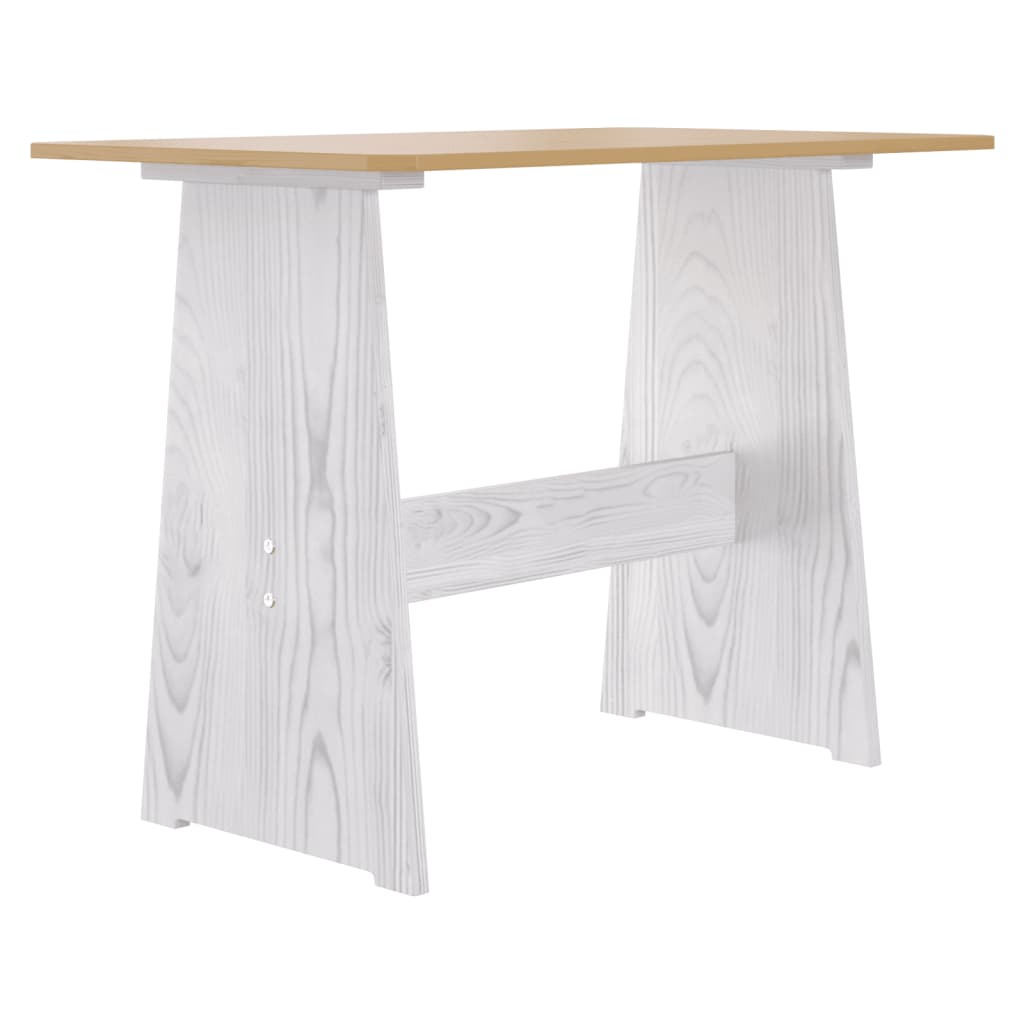 vidaXL Dining Table with Bench REINE Honey Brown&White Solid Wood Pine