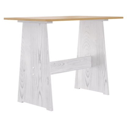 vidaXL Dining Table with Bench REINE Honey Brown&White Solid Wood Pine