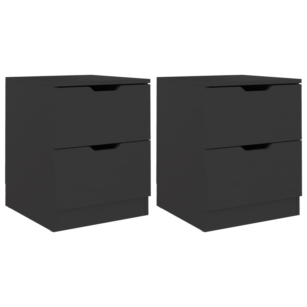 vidaXL Bedside Cabinet | Set of 2 | Black | Engineered wood, MDF | 40x40x50 cm