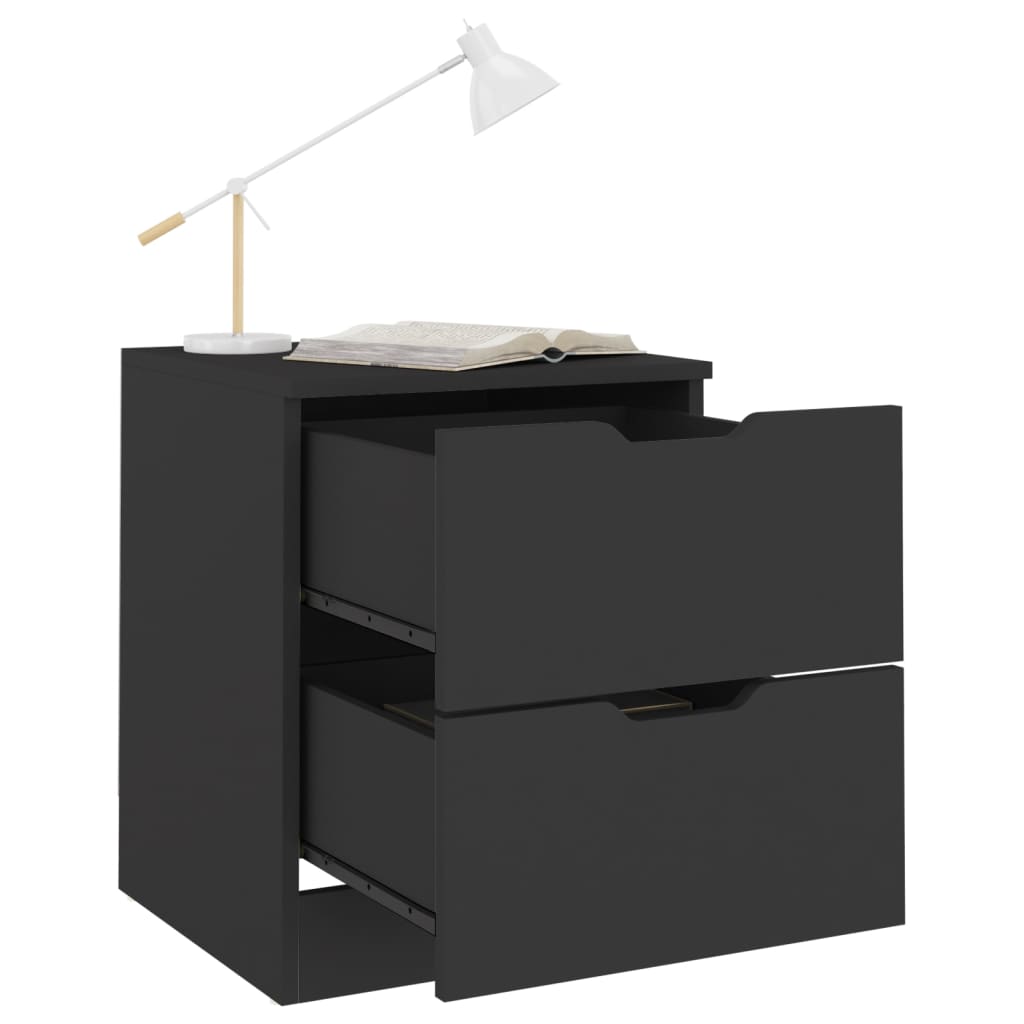vidaXL Bedside Cabinet | Set of 2 | Black | Engineered wood, MDF | 40x40x50 cm