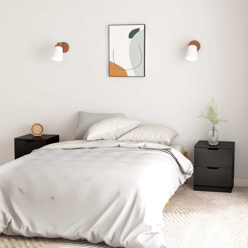 vidaXL Bedside Cabinet | Set of 2 | Black | Engineered wood, MDF | 40x40x50 cm