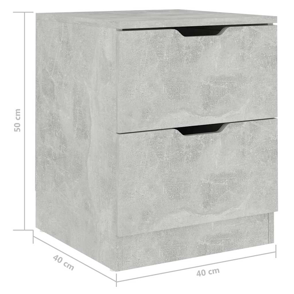 326732 vidaXL Bedside Cabinets 2 pcs Concrete Grey 40x40x50 cm Engineered Wood