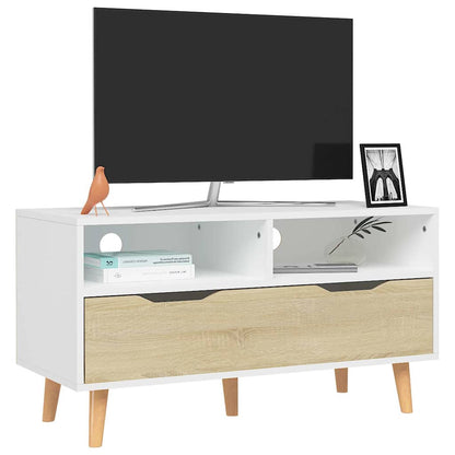 326782 vidaXL TV Cabinet White and Sonoma Oak 90x40x48,5 cm Engineered Wood