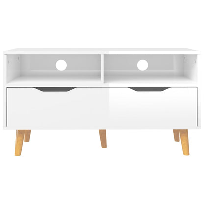 vidaXL TV Cabinet High Gloss White 90x40x48.5 cm Engineered Wood
